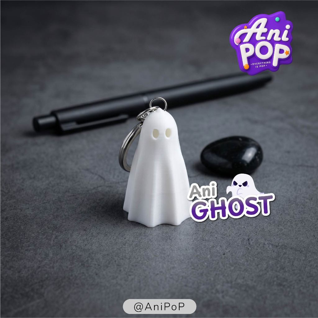 พวงกุญแจผี AniGhost ขาขยับได้ — เอียง 45° เห็นความหนา